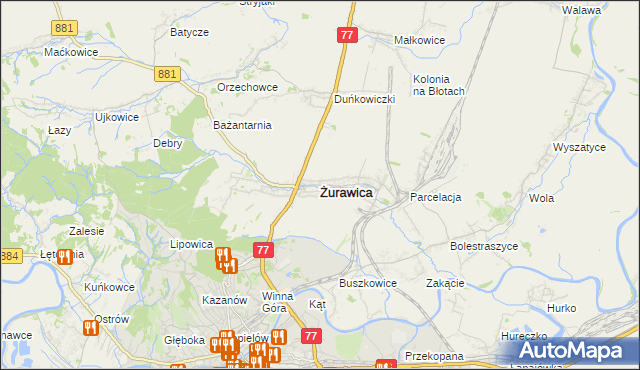 mapa Żurawica powiat przemyski, Żurawica powiat przemyski na mapie Targeo