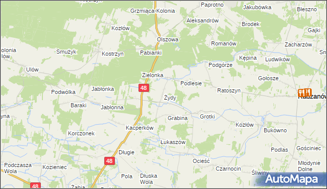 mapa Żydy gmina Radzanów, Żydy gmina Radzanów na mapie Targeo