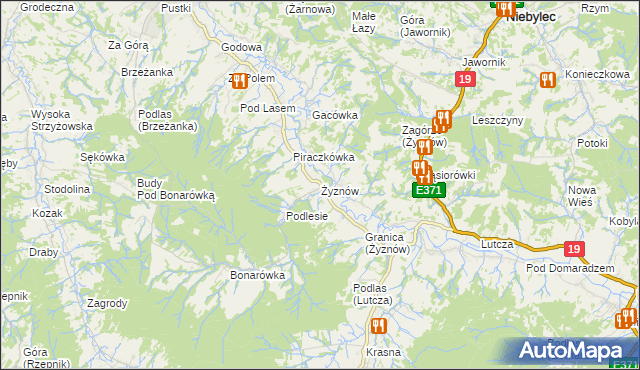 mapa Żyznów gmina Strzyżów, Żyznów gmina Strzyżów na mapie Targeo