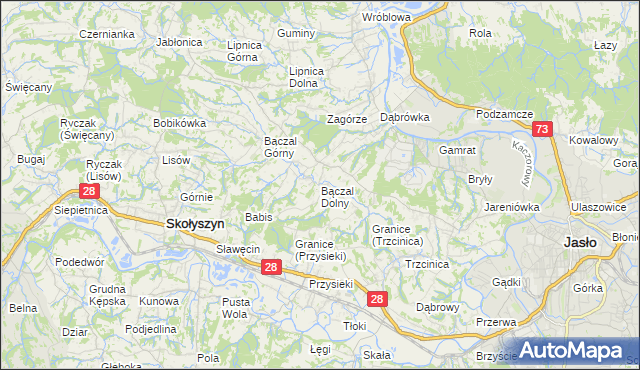 mapa Bączal Dolny, Bączal Dolny na mapie Targeo