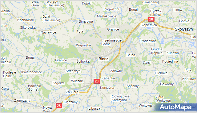 mapa Biecz powiat gorlicki, Biecz powiat gorlicki na mapie Targeo