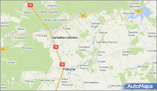 mapa Garbatka Nowa, Garbatka Nowa na mapie Targeo