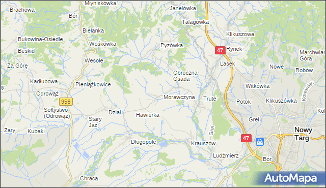 mapa Morawczyna, Morawczyna na mapie Targeo