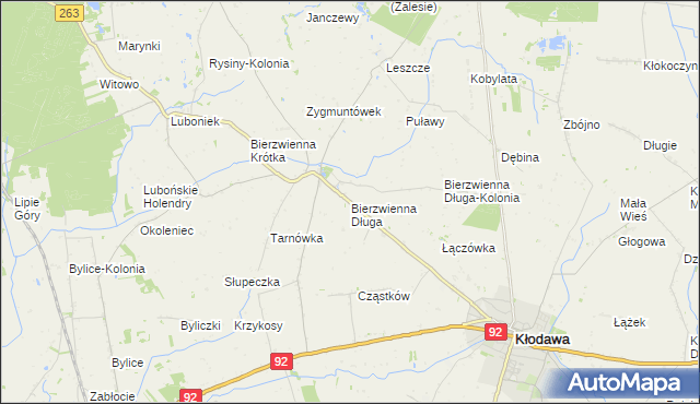 mapa Bierzwienna Długa, Bierzwienna Długa na mapie Targeo