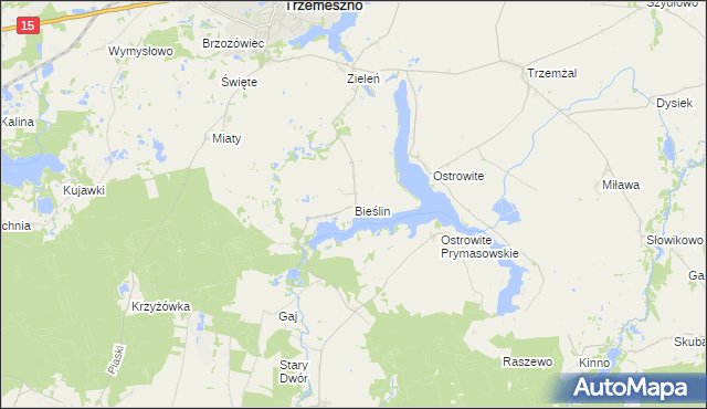 mapa Bieślin, Bieślin na mapie Targeo