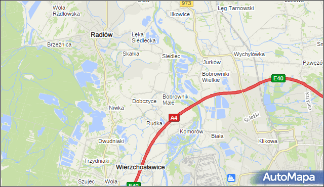 mapa Bobrowniki Małe, Bobrowniki Małe na mapie Targeo