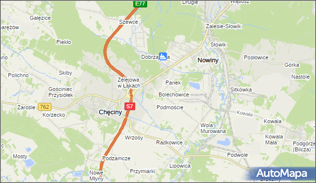 mapa Bolechowice gmina Sitkówka-Nowiny, Bolechowice gmina Sitkówka-Nowiny na mapie Targeo