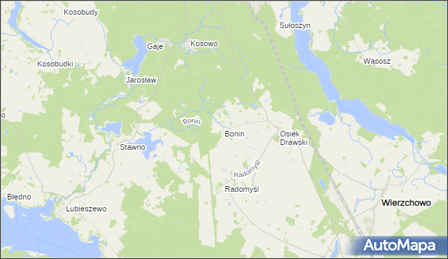 mapa Bonin gmina Wierzchowo, Bonin gmina Wierzchowo na mapie Targeo