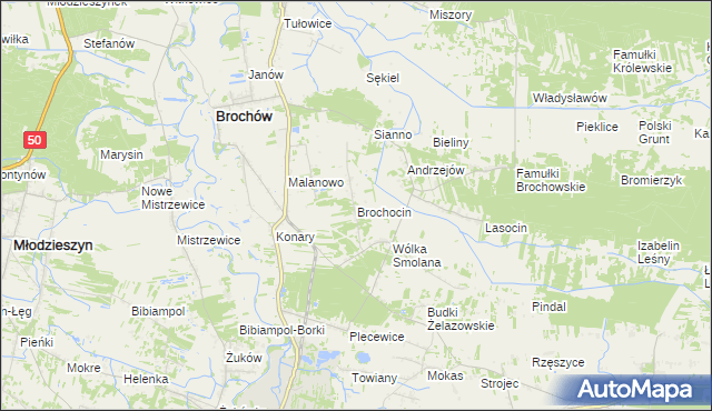 mapa Brochocin gmina Brochów, Brochocin gmina Brochów na mapie Targeo