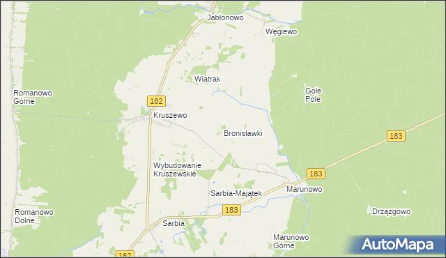 mapa Bronisławki gmina Ujście, Bronisławki gmina Ujście na mapie Targeo