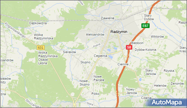 mapa Cegielnia gmina Radzymin, Cegielnia gmina Radzymin na mapie Targeo