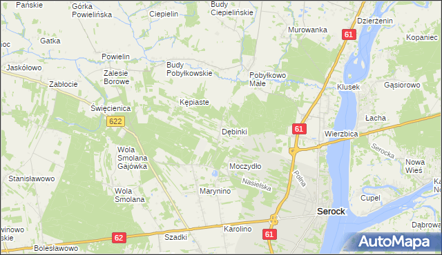 mapa Dębinki gmina Serock, Dębinki gmina Serock na mapie Targeo