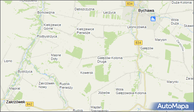 mapa Gałęzów-Kolonia Druga, Gałęzów-Kolonia Druga na mapie Targeo