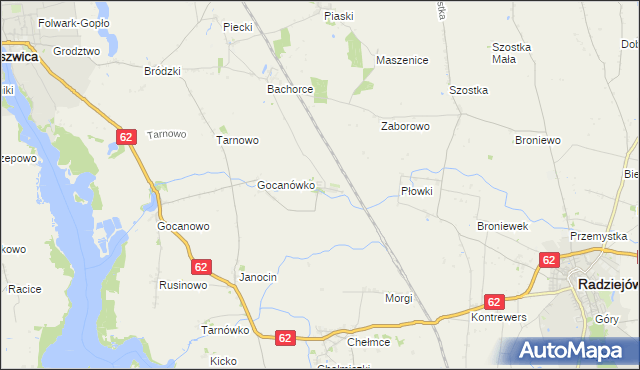 mapa Głębokie gmina Kruszwica, Głębokie gmina Kruszwica na mapie Targeo