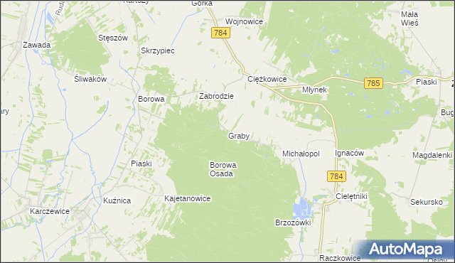 mapa Graby gmina Gidle, Graby gmina Gidle na mapie Targeo