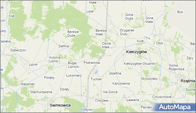 mapa Gumnisko gmina Kiełczygłów, Gumnisko gmina Kiełczygłów na mapie Targeo