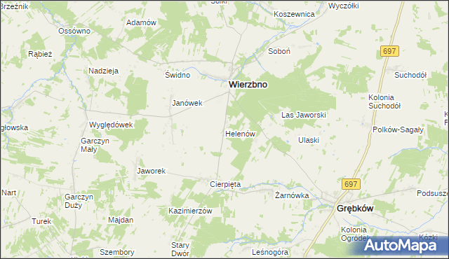 mapa Helenów gmina Wierzbno, Helenów gmina Wierzbno na mapie Targeo