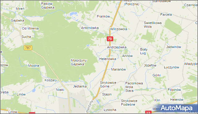 mapa Helenówka gmina Zwoleń, Helenówka gmina Zwoleń na mapie Targeo