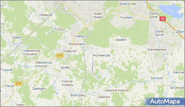 mapa Hryniewicze, Hryniewicze na mapie Targeo