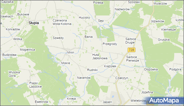 mapa Huta Jabłonowa, Huta Jabłonowa na mapie Targeo