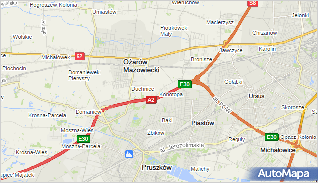 mapa Konotopa gmina Ożarów Mazowiecki, Konotopa gmina Ożarów Mazowiecki na mapie Targeo