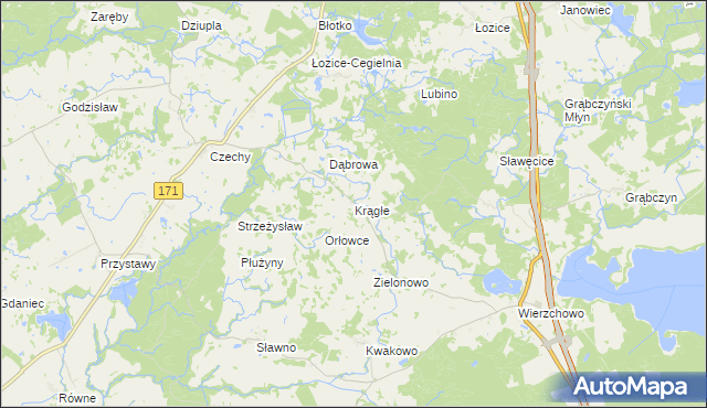 mapa Krągłe gmina Szczecinek, Krągłe gmina Szczecinek na mapie Targeo
