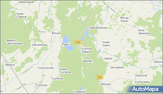 mapa Kuźnica Zbąska, Kuźnica Zbąska na mapie Targeo