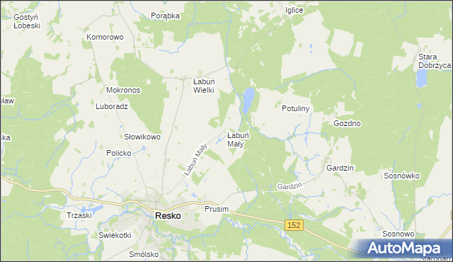 mapa Łabuń Mały, Łabuń Mały na mapie Targeo