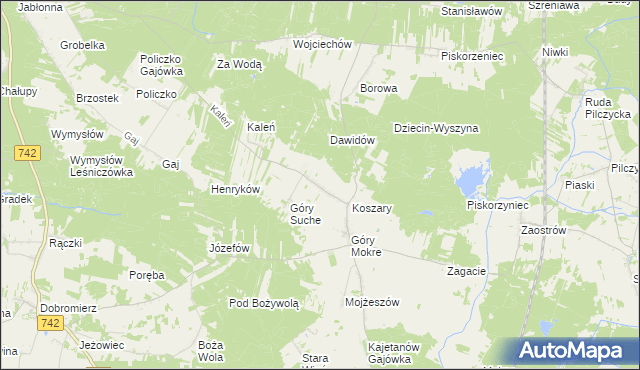 mapa Majdan gmina Przedbórz, Majdan gmina Przedbórz na mapie Targeo