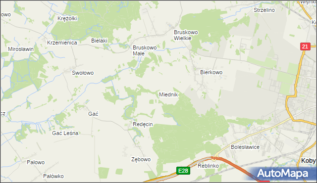 mapa Miednik gmina Słupsk, Miednik gmina Słupsk na mapie Targeo