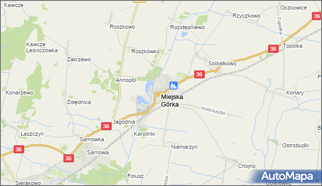 mapa Miejska Górka, Miejska Górka na mapie Targeo