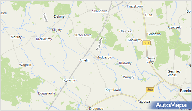 mapa Modgarby, Modgarby na mapie Targeo