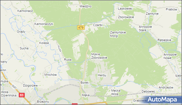 mapa Mokre Zborowskie, Mokre Zborowskie na mapie Targeo