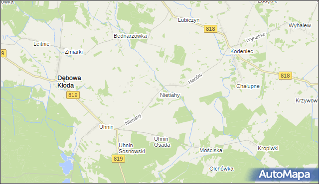 mapa Nietiahy, Nietiahy na mapie Targeo