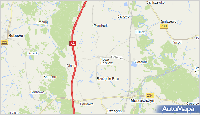 mapa Nowa Cerkiew gmina Morzeszczyn, Nowa Cerkiew gmina Morzeszczyn na mapie Targeo