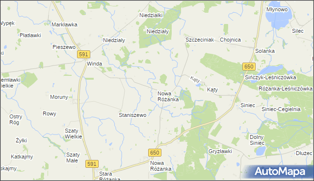 mapa Nowa Różanka gmina Srokowo, Nowa Różanka gmina Srokowo na mapie Targeo