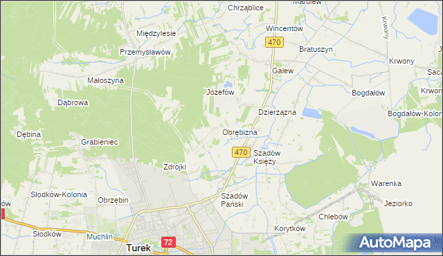 mapa Obrębizna, Obrębizna na mapie Targeo