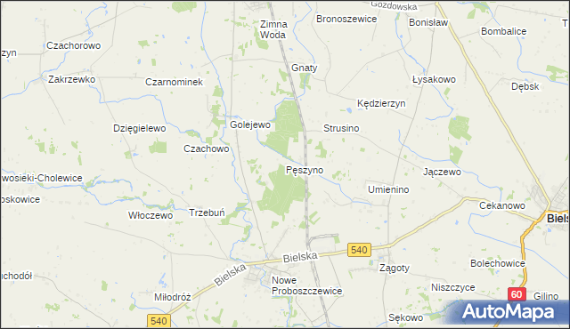 mapa Pęszyno, Pęszyno na mapie Targeo