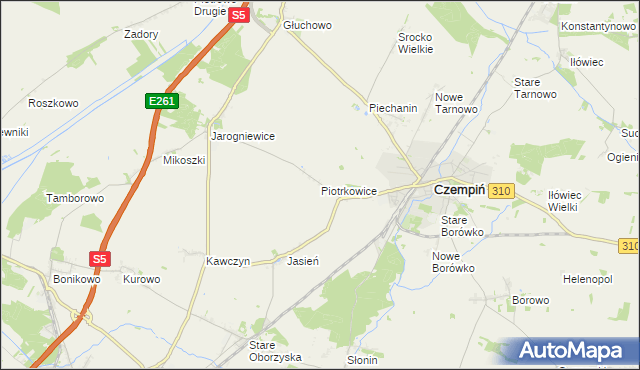 mapa Piotrkowice gmina Czempiń, Piotrkowice gmina Czempiń na mapie Targeo