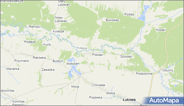 mapa Pisklaki, Pisklaki na mapie Targeo