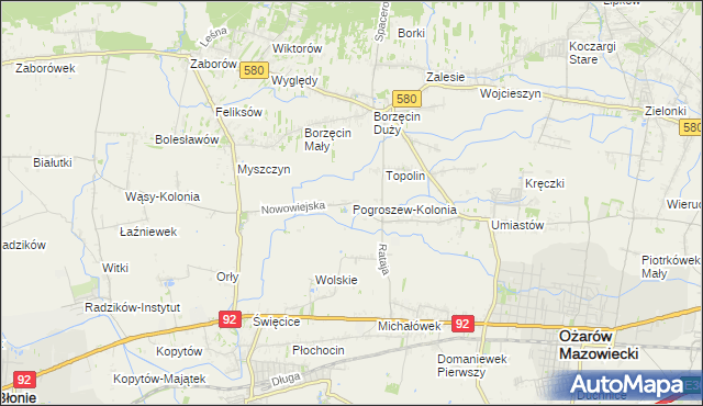 mapa Pogroszew-Kolonia, Pogroszew-Kolonia na mapie Targeo