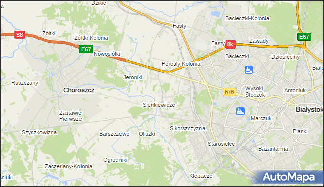 mapa Porosły, Porosły na mapie Targeo