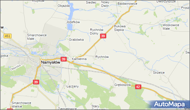 mapa Rychnów gmina Namysłów, Rychnów gmina Namysłów na mapie Targeo