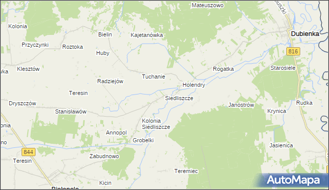 mapa Siedliszcze gmina Dubienka, Siedliszcze gmina Dubienka na mapie Targeo