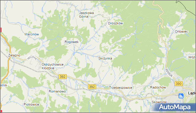 mapa Skrzynka gmina Lądek-Zdrój, Skrzynka gmina Lądek-Zdrój na mapie Targeo