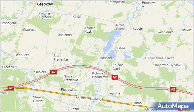 mapa Słuchocin, Słuchocin na mapie Targeo