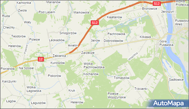 mapa Sosnów gmina Puławy, Sosnów gmina Puławy na mapie Targeo