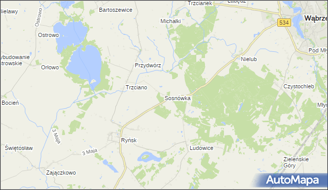 mapa Sosnówka gmina Ryńsk, Sosnówka gmina Ryńsk na mapie Targeo