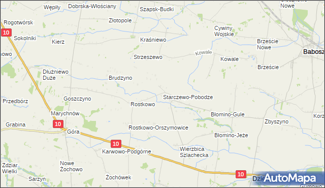 mapa Starczewo-Pobodze, Starczewo-Pobodze na mapie Targeo
