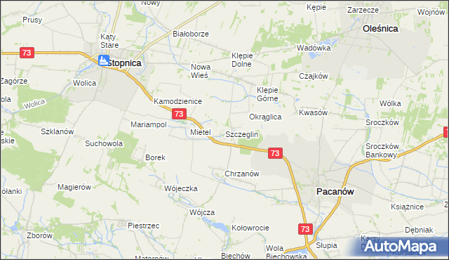 mapa Szczeglin gmina Stopnica, Szczeglin gmina Stopnica na mapie Targeo